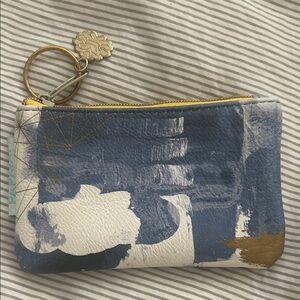 Papaya Small Lovely Design Faux Coin / Credit Card Pouch W/Keychain+Charm